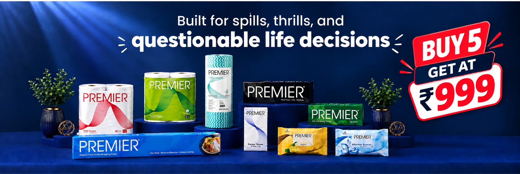 Premier everyday essentials — buy five combos for ₹999