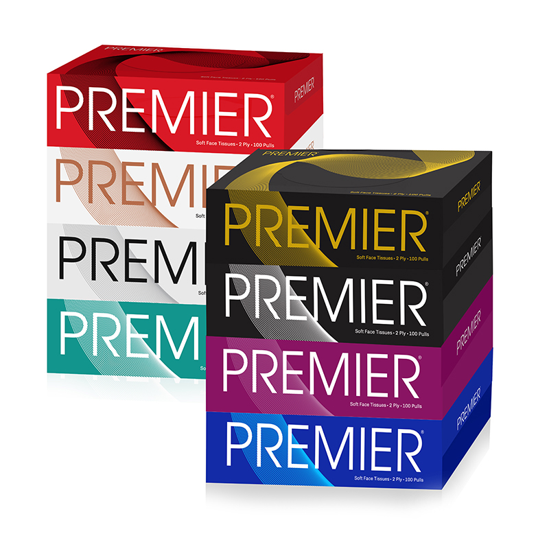 Premier Face Tissue Box 100 Pulls 4x1 - Pack of 2