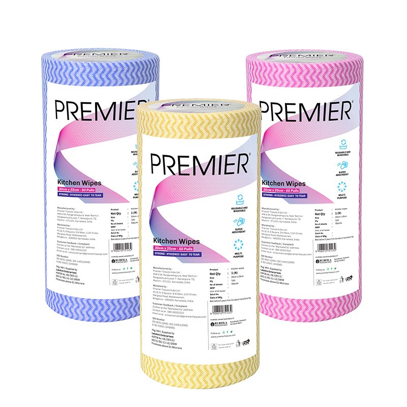 Premier Non Woven Kitchen Wipes 50 Pulls- Pack of 3