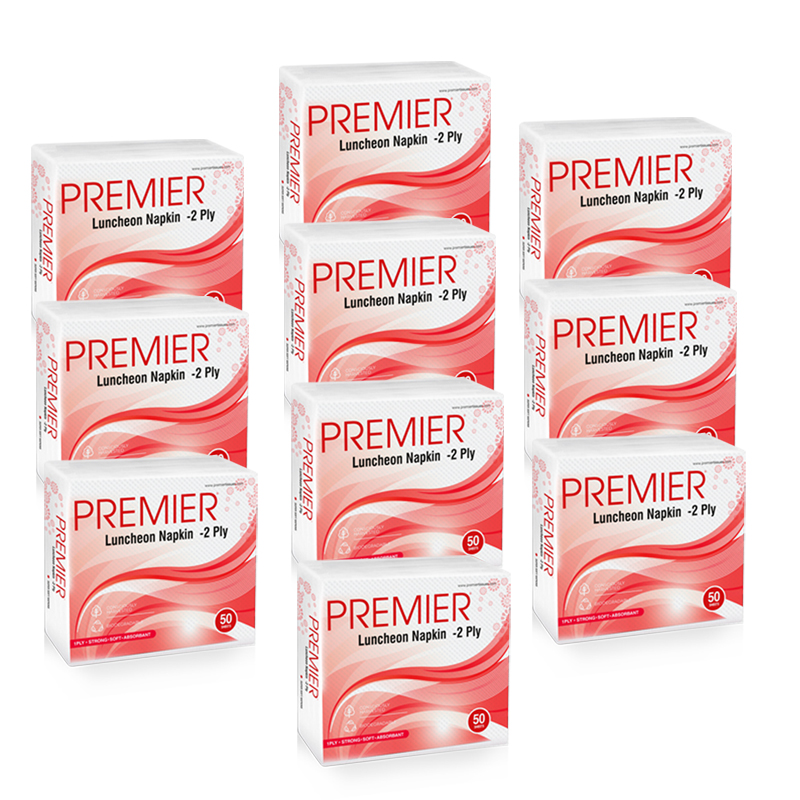 Premier Luncheon Napkins 2Ply 50 Pulls -Pack of 10
