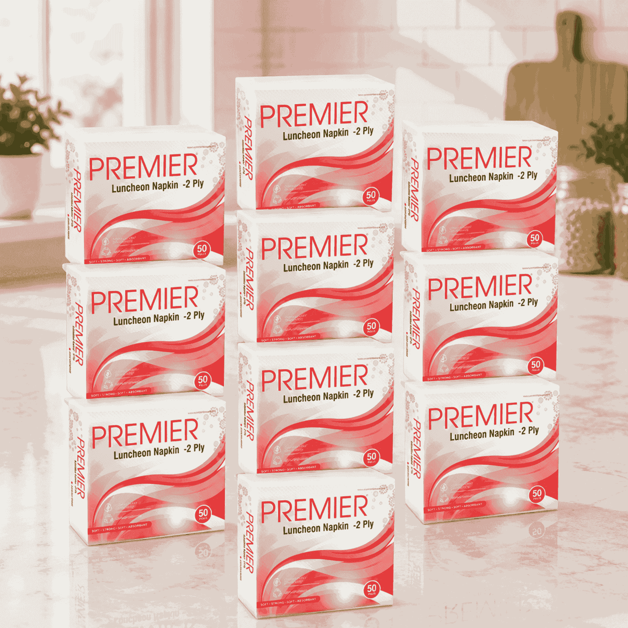 Premier Luncheon Napkins 2Ply 50 Pulls -Pack of 10