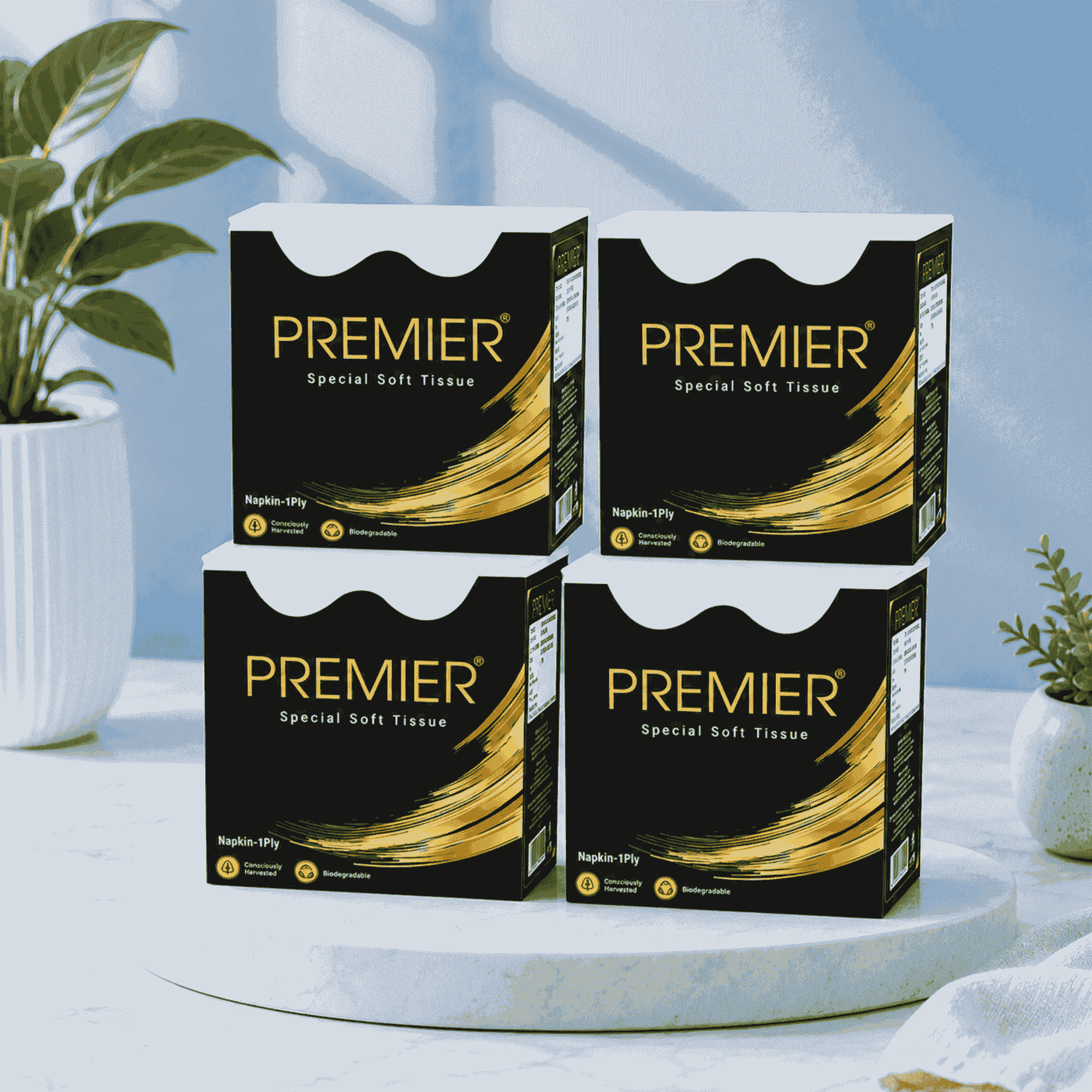 Premier Paper Napkin 90 Pulls - Pack of 4