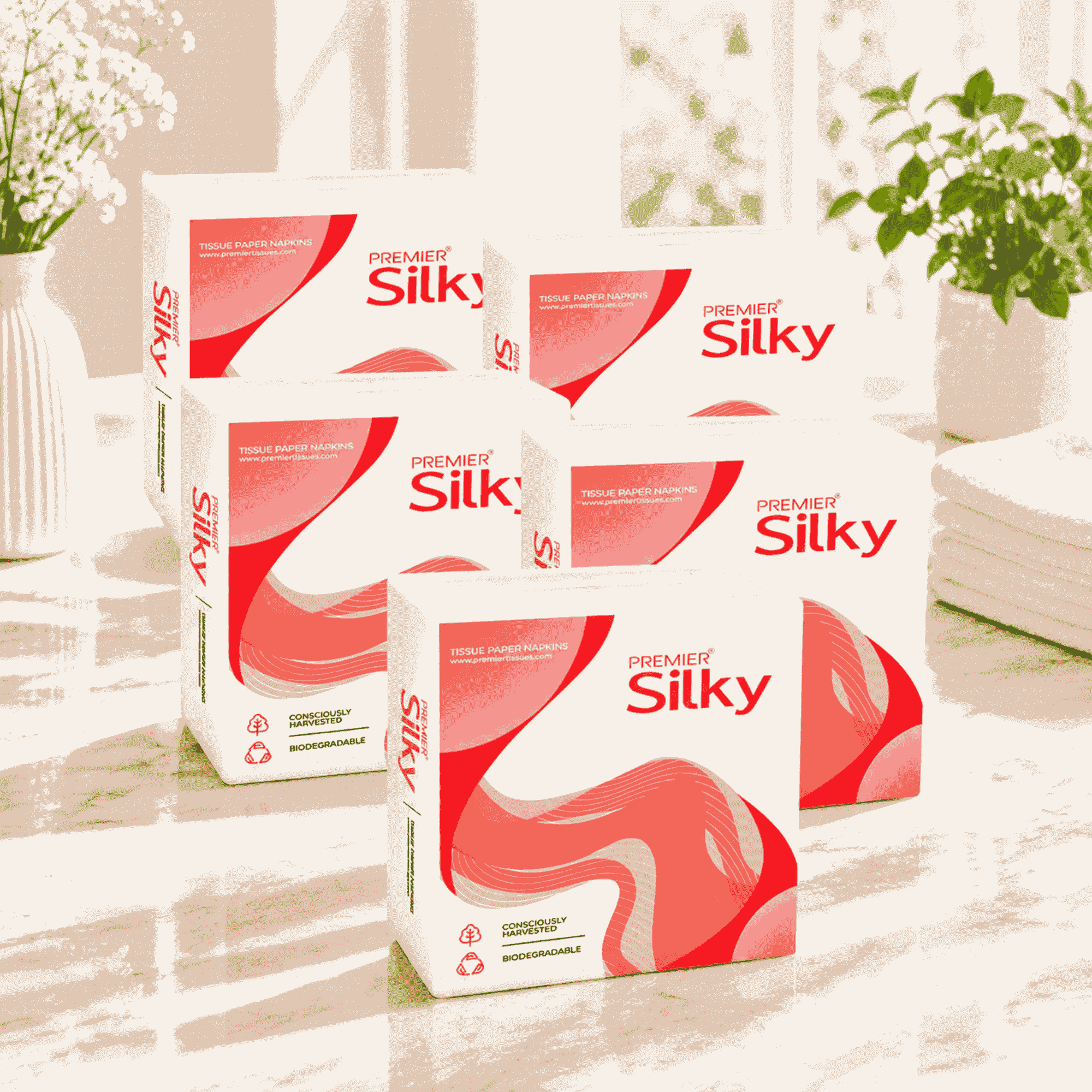 Premier Silky Napkins 90 Pulls- Pack of 4