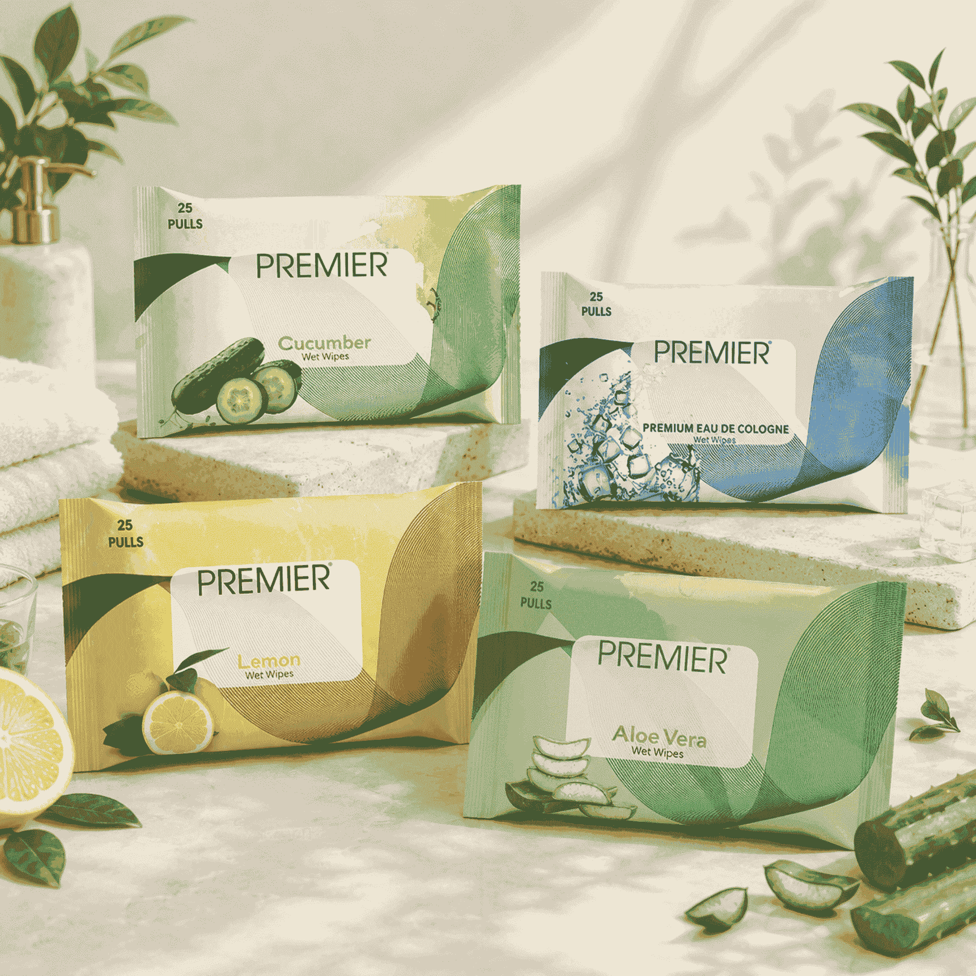 Premier Wet Wipes 10 Pulls Assorted - Pack of 6