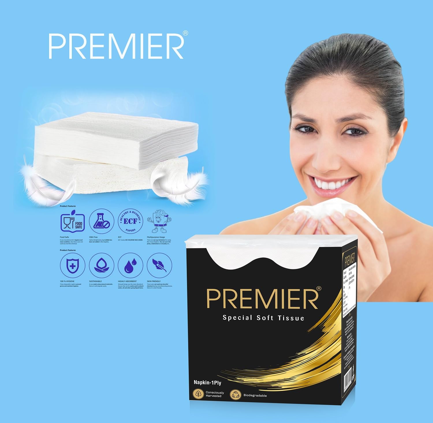 Premier Paper Napkin 90 Pulls - Pack of 4