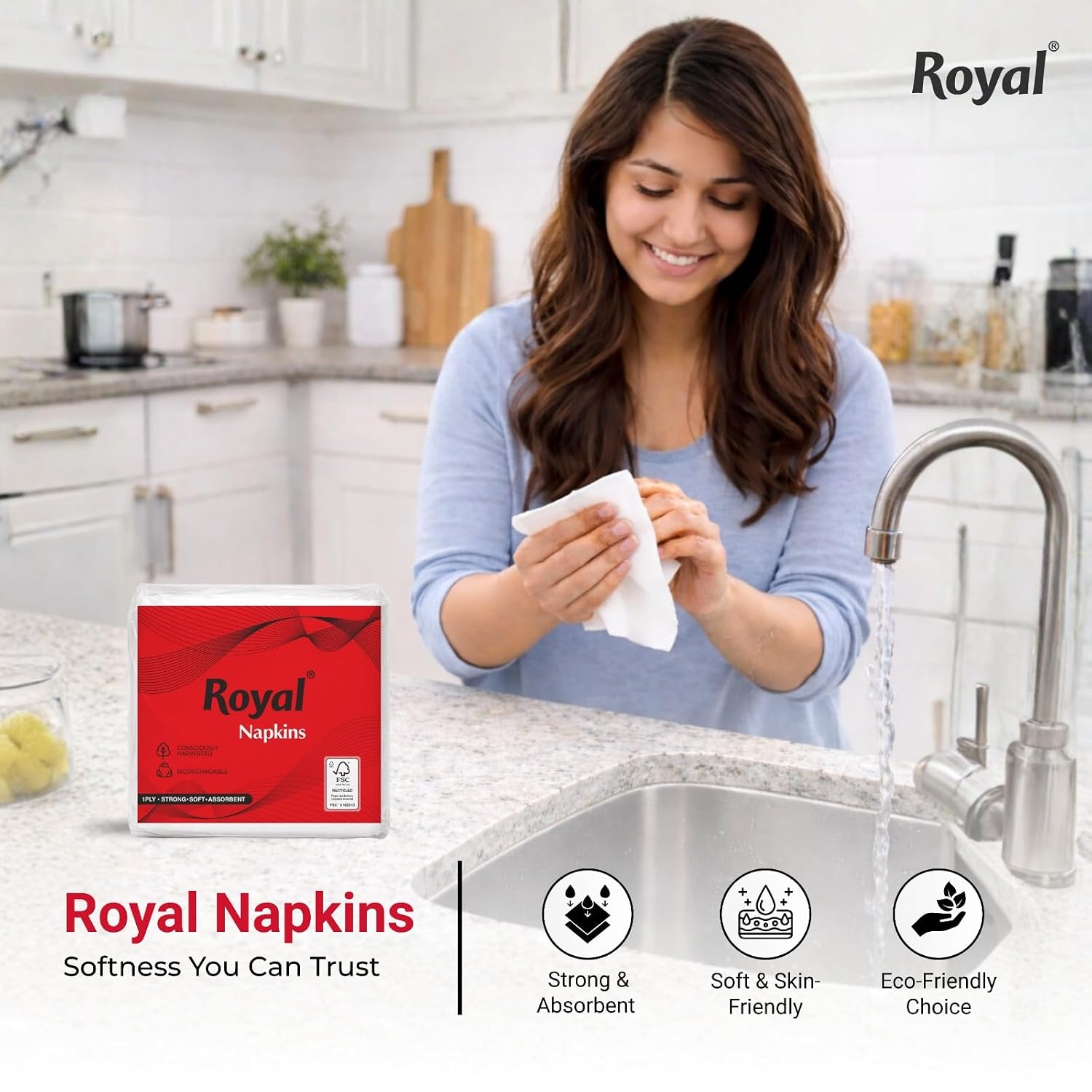Royal Tissue Paper Napkins 70 Pulls - Pack of 6