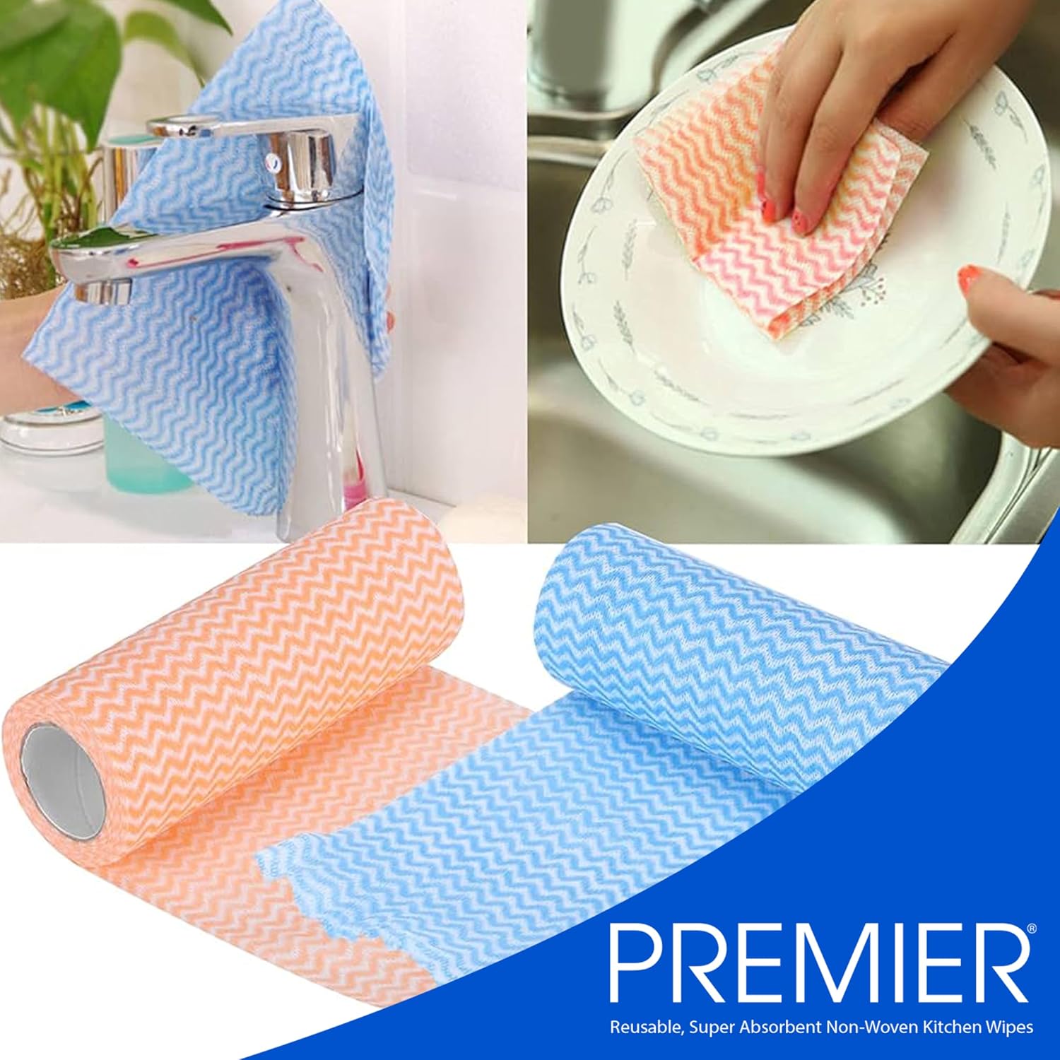 Premier Non Woven Kitchen Wipes 80 Pulls- Pack of 3
