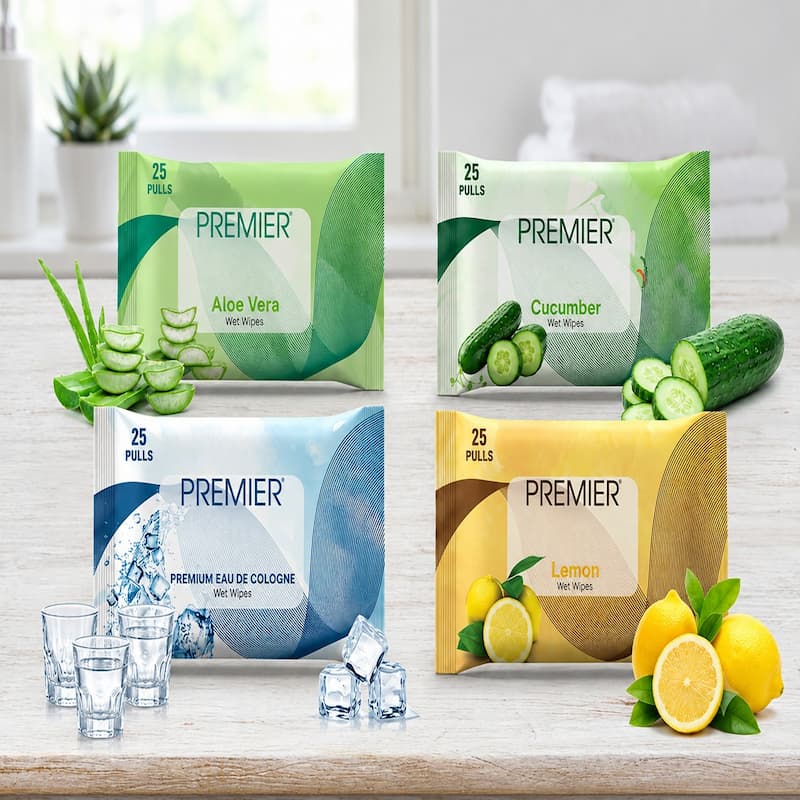 Premier Wet Wipes 25 Pulls Assorted - Pack of 4