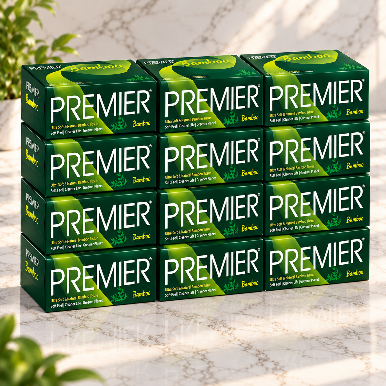 Premier Bamboo Face Tissue 100 Pulls Pack of 12