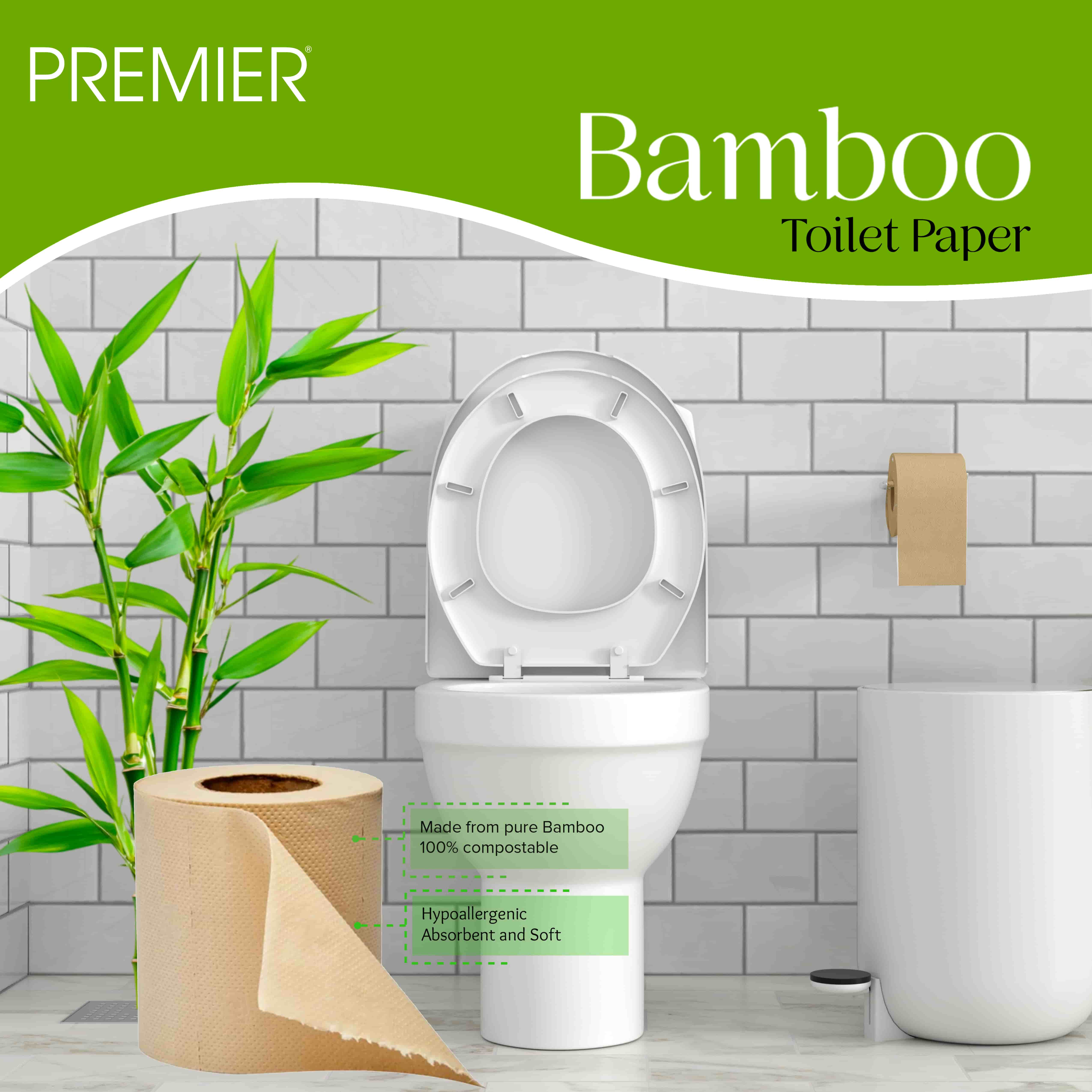 Premier Bamboo Toilet Rolls 2 ply 180 Pulls 6x1 - Pack of 2