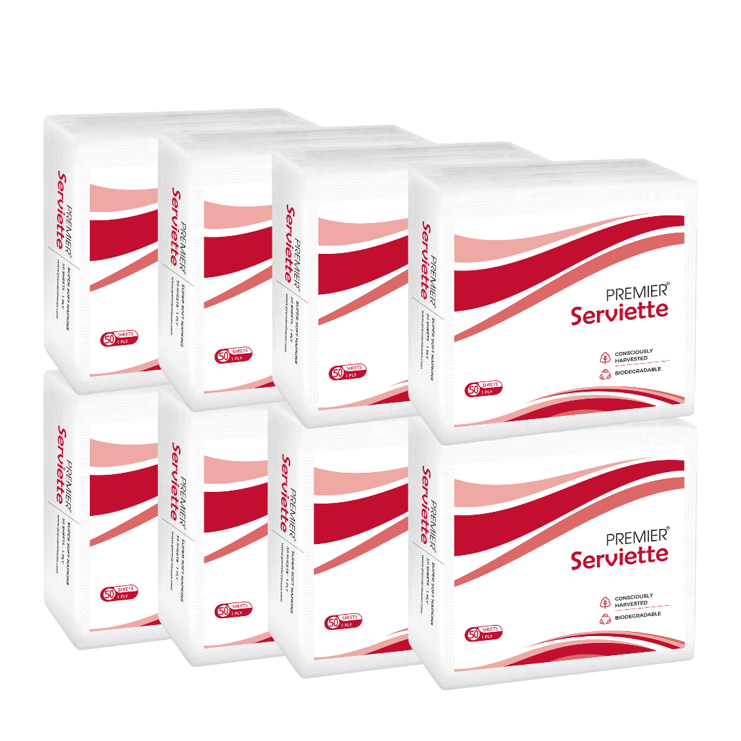 Premier Tissue Paper Serviettes 50s White
